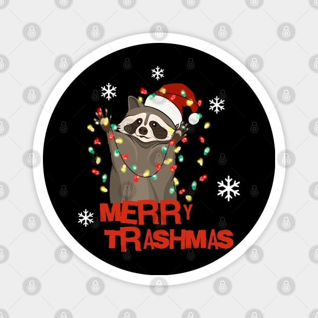 Funny Christmas Raccoon Merry Trashmas Magnet by PUFFYP